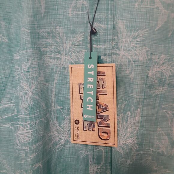Haggar Men’s XL Short Sleeve Button-Down Island Ease Stretch Shirt Hawaiian EUC - Picture 4 of 10